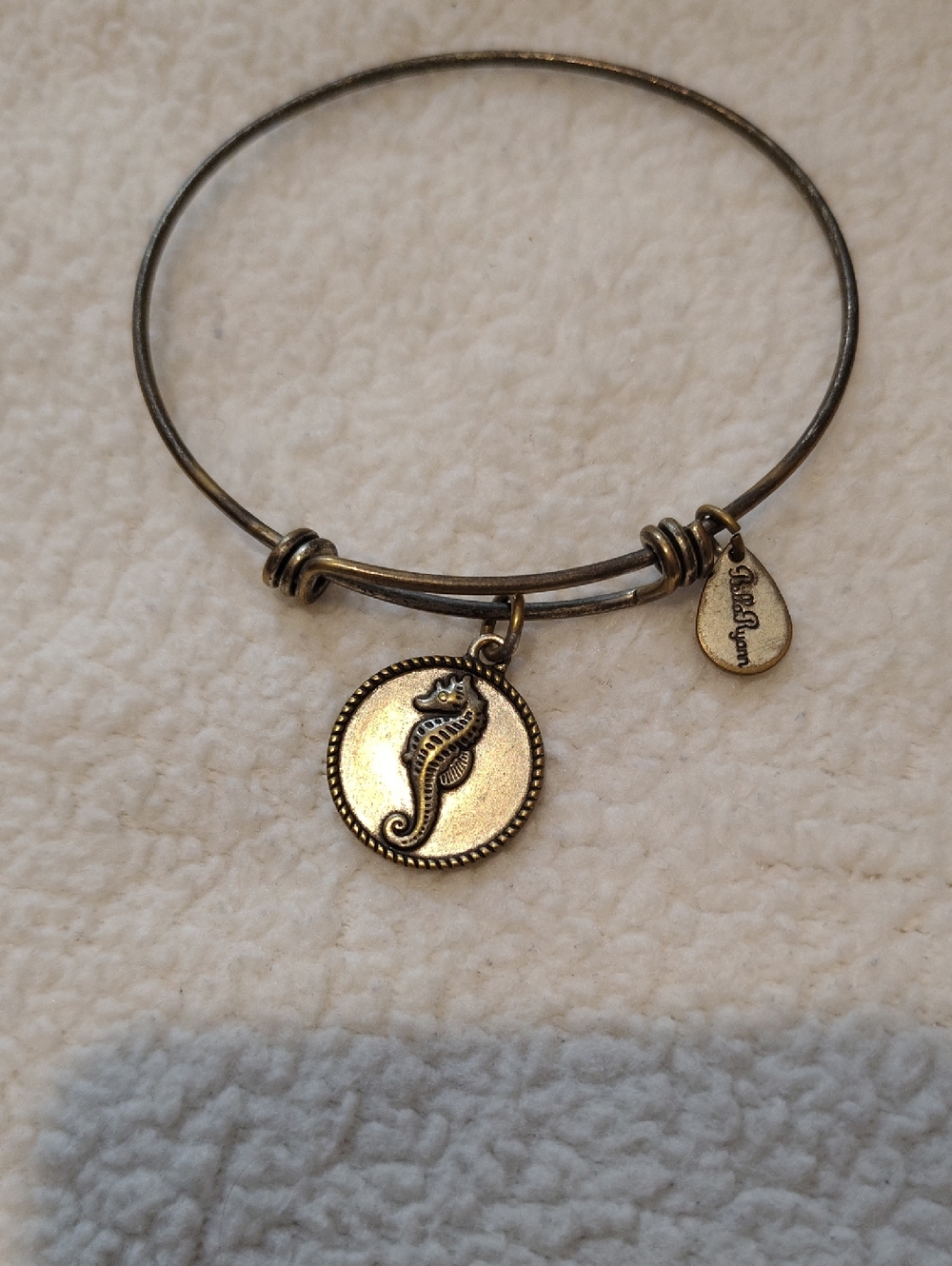 Bella Ryann Seahorse Charm Bangle Bracelet - Antiqued Gold Tone
